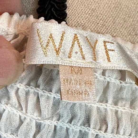 Wayf Short Sleeve Rouched Front Smocked Back Crop Top - White - size Medium - Picture 6 of 8